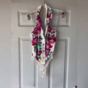 Intimately Free People floral sleeveless bodysuit size M/L